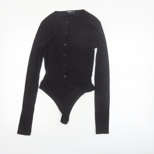 Missguided Tall Women's Black Long Sleeve Button Bodysuit Size 8