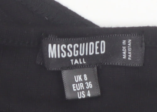 Missguided Tall Women's Black Long Sleeve Button Bodysuit Size 8