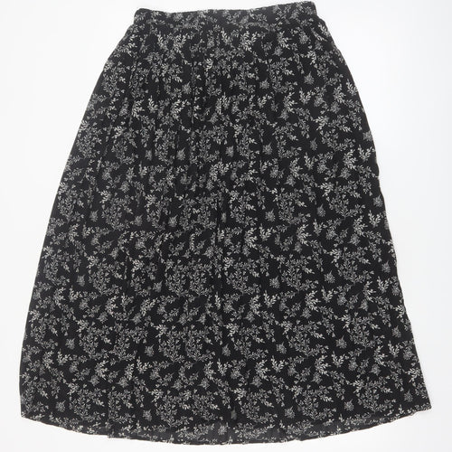 Kiabi Women’s Black Floral Pleated Midi Skirt Size 12
