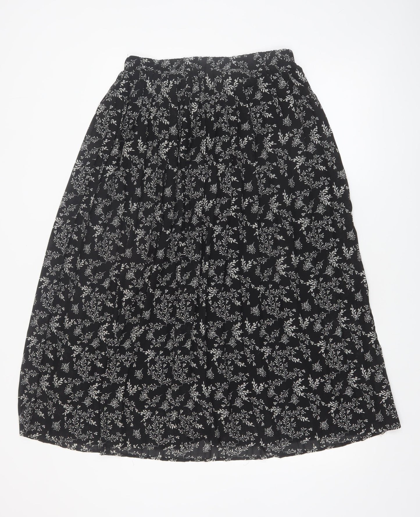 Kiabi Women’s Black Floral Pleated Midi Skirt Size 12