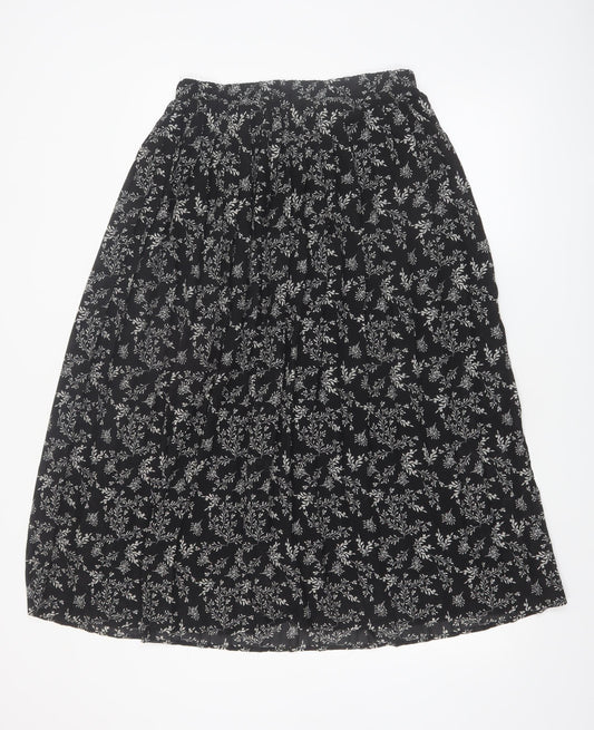 Kiabi Women’s Black Floral Pleated Midi Skirt Size 12
