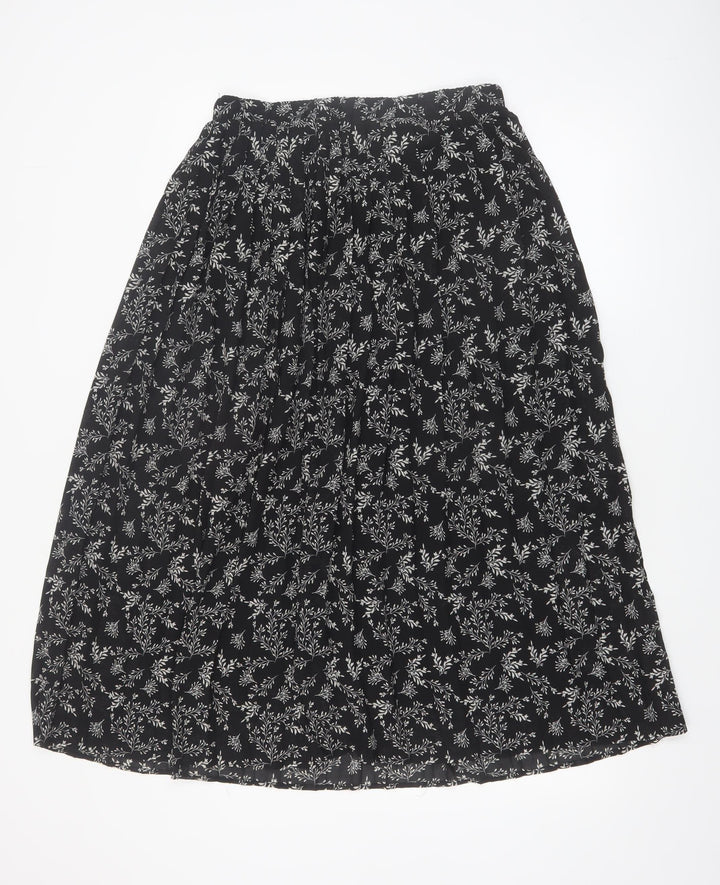 Kiabi Women’s Black Floral Pleated Midi Skirt Size 12