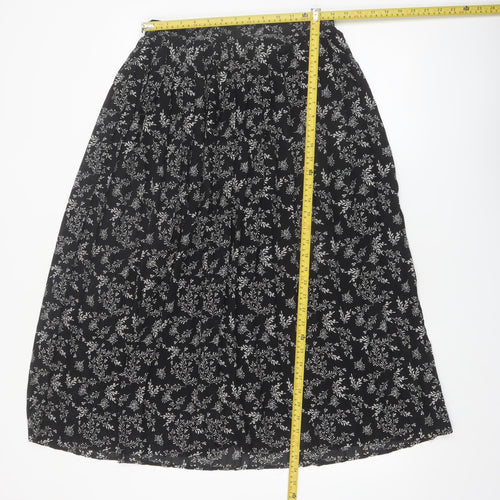 Kiabi Women’s Black Floral Pleated Midi Skirt Size 12