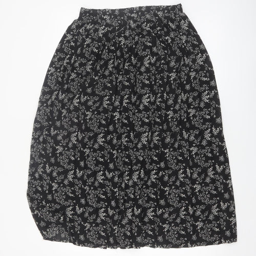 Kiabi Women’s Black Floral Pleated Midi Skirt Size 12