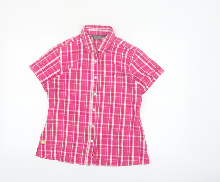 Regatta Women's Pink Check Cotton Button-Up Shirt Size 12