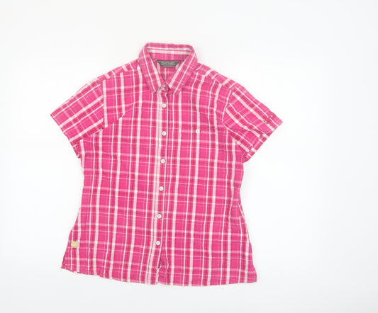 Regatta Women's Pink Check Cotton Button-Up Shirt Size 12