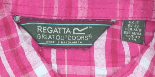 Regatta Women's Pink Check Cotton Button-Up Shirt Size 12