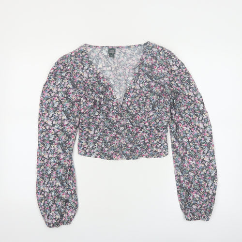Wild Fable Women’s Multicoloured Floral Cropped Blouse XS