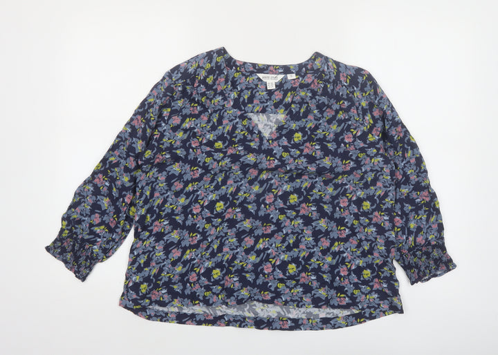 White Stuff Women's Blue Floral Viscose Tunic Blouse UK 10