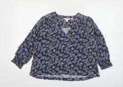 White Stuff Women's Blue Floral Viscose Tunic Blouse UK 10