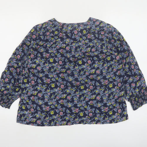 White Stuff Women's Blue Floral Viscose Tunic Blouse UK 10