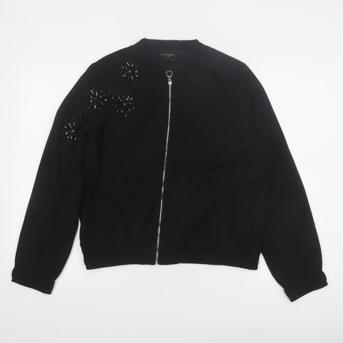 Reserved Women’s Black Beaded Bomber Jacket Size 8