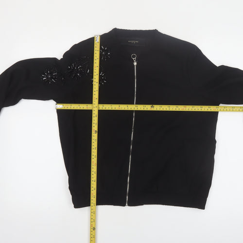 Reserved Women’s Black Beaded Bomber Jacket Size 8