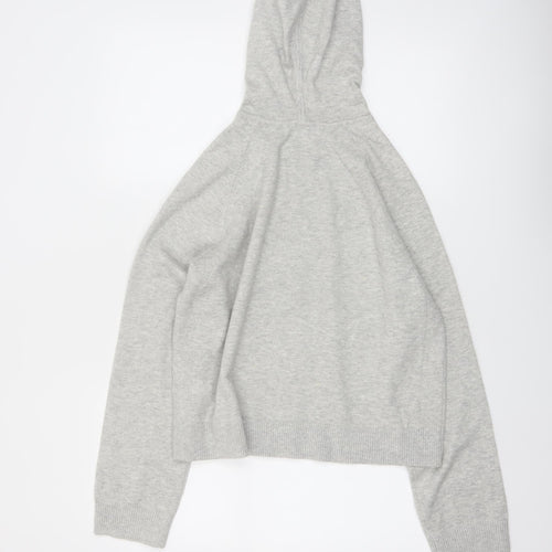 Marks and Spencer Womens Grey Full Zip Hooded Knit Jumper M