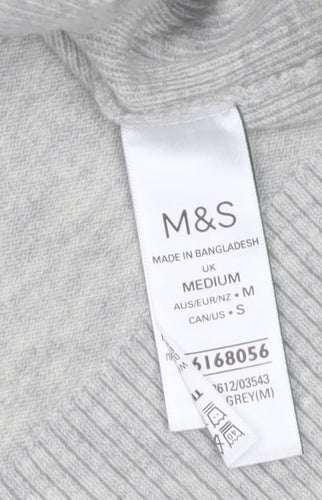 Marks and Spencer Womens Grey Full Zip Hooded Knit Jumper M