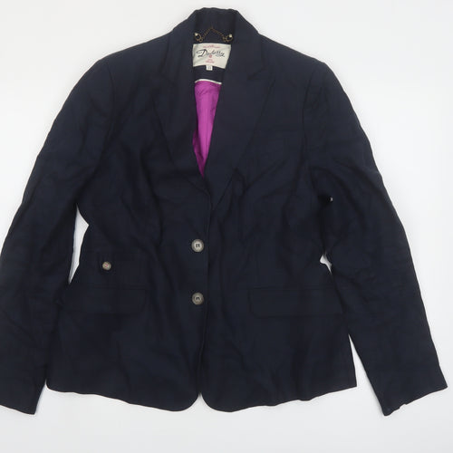 Dubarry of Ireland Women's Navy Linen Blazer UK 16 Single Breasted