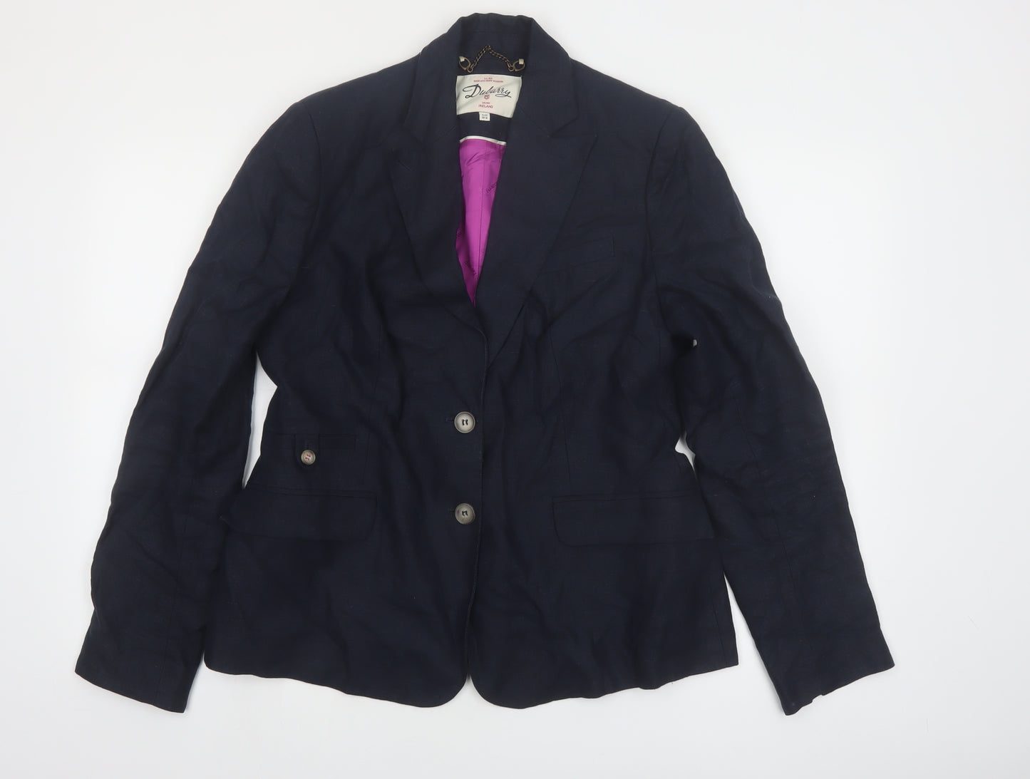 Dubarry of Ireland Women's Navy Linen Blazer UK 16 Single Breasted