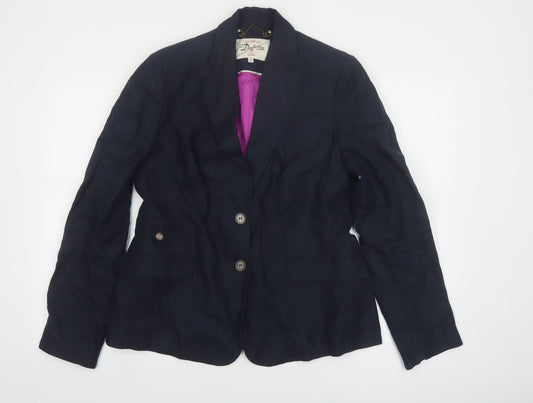 Dubarry of Ireland Women's Navy Linen Blazer UK 16 Single Breasted