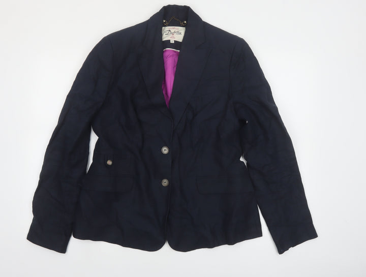 Dubarry of Ireland Women's Navy Linen Blazer UK 16 Single Breasted
