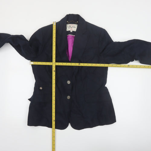 Dubarry of Ireland Women's Navy Linen Blazer UK 16 Single Breasted