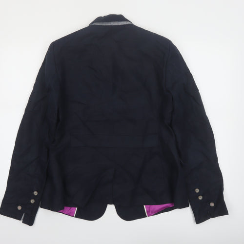 Dubarry of Ireland Women's Navy Linen Blazer UK 16 Single Breasted