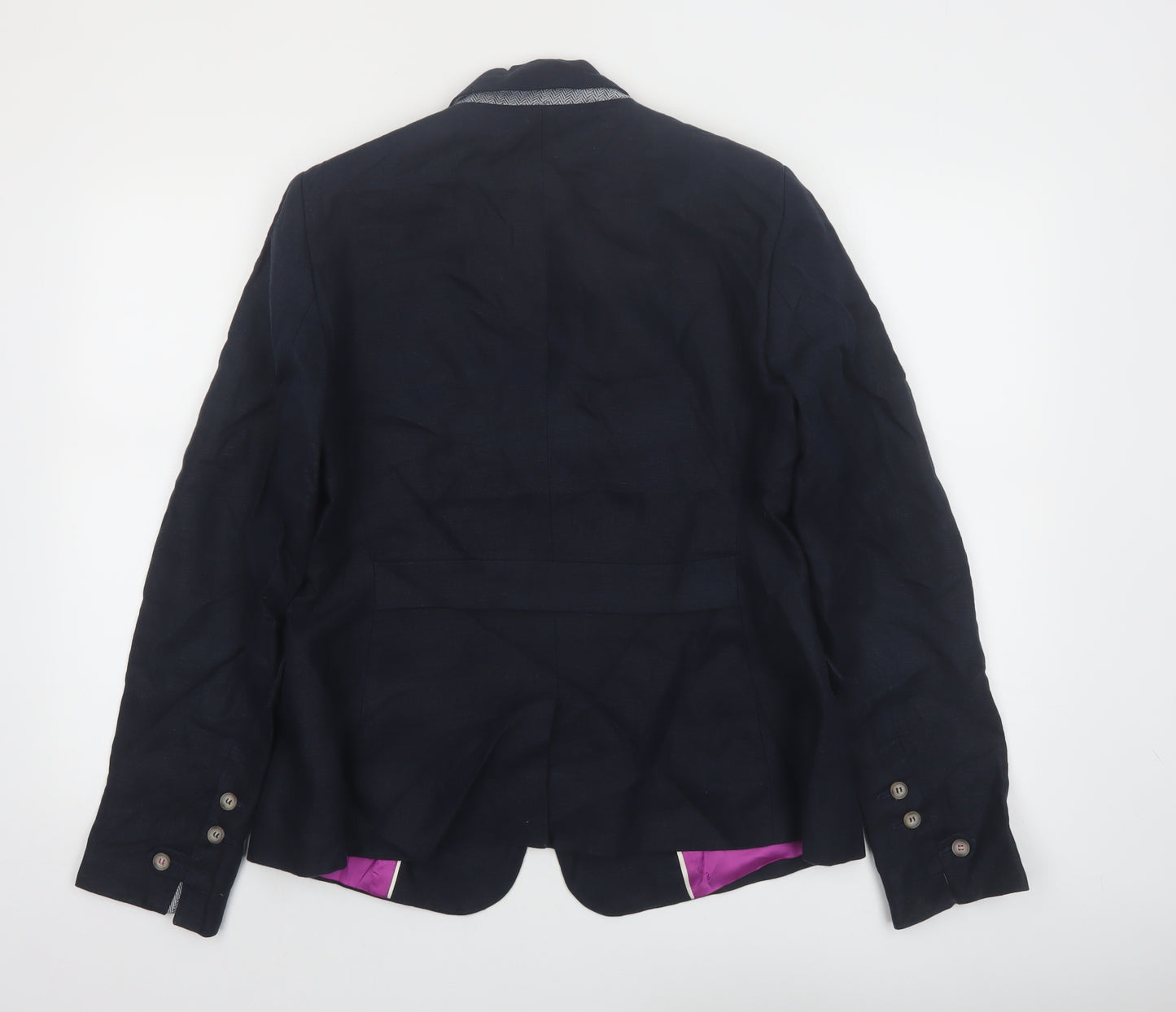 Dubarry of Ireland Women's Navy Linen Blazer UK 16 Single Breasted