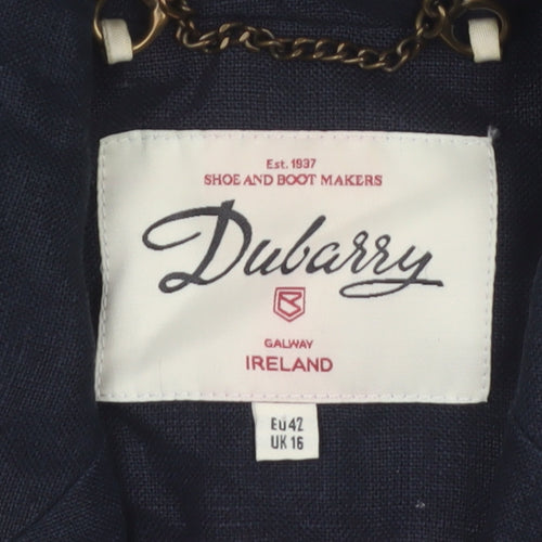 Dubarry of Ireland Women's Navy Linen Blazer UK 16 Single Breasted
