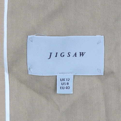 Jigsaw Women Beige Linen Blend Single-Breasted Blazer UK 12