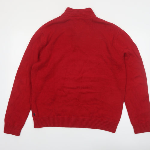 Chaps Men's Red Cotton Cable-Knit Henley Jumper Size L