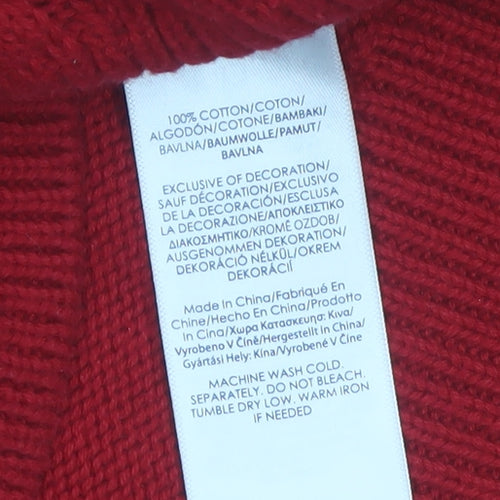 Chaps Men's Red Cotton Cable-Knit Henley Jumper Size L