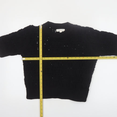 Marks and Spencer Per Una Women's Black Crochet Cotton Short Sleeve Jumper M