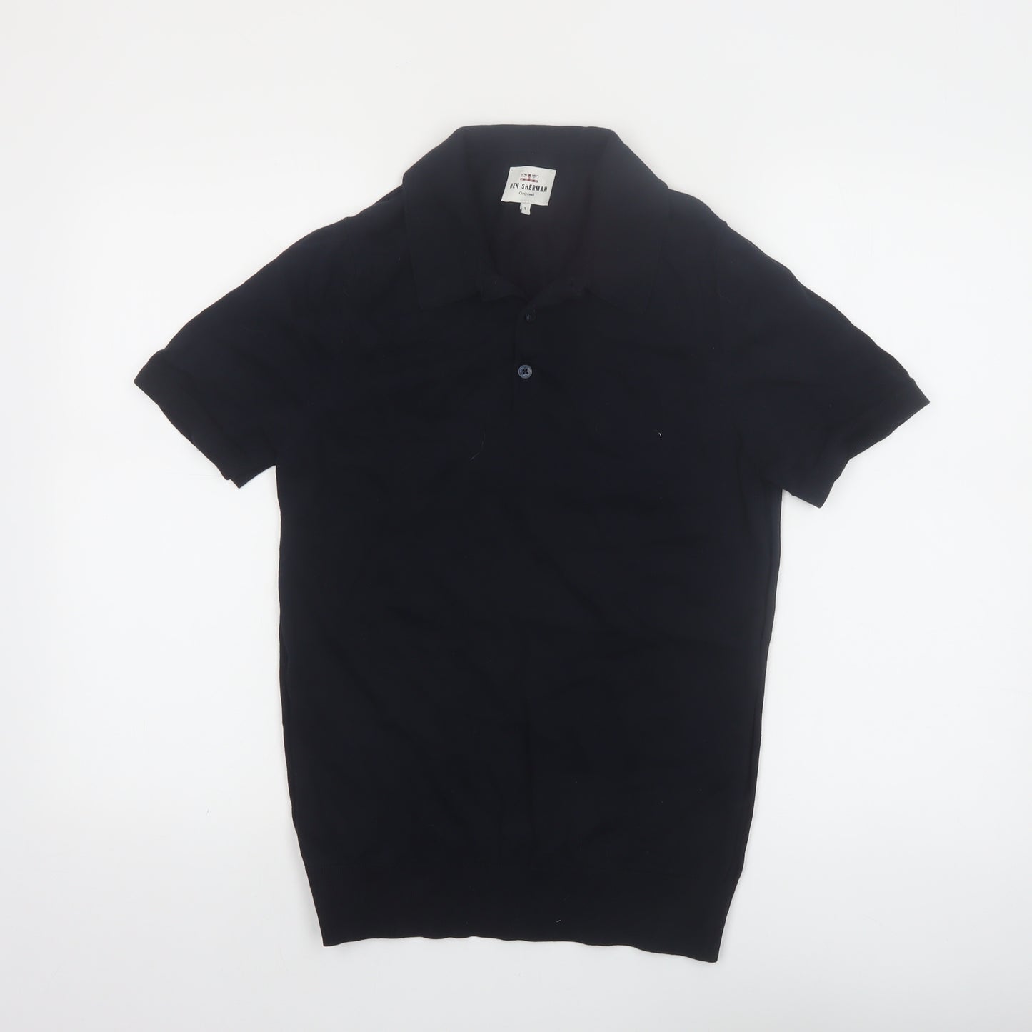 Ben Sherman Men's Black Cotton Short Sleeve Polo Shirt Size S