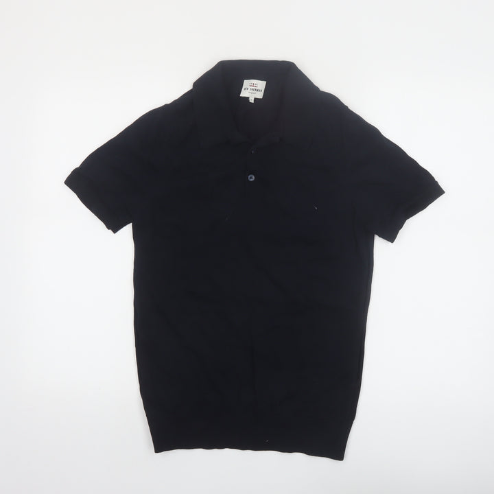 Ben Sherman Men's Black Cotton Short Sleeve Polo Shirt Size S