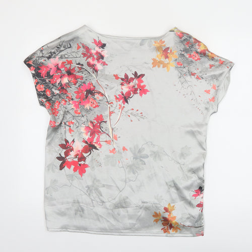 Marks and Spencer Women’s Grey Floral Short Sleeve T-Shirt Size 12