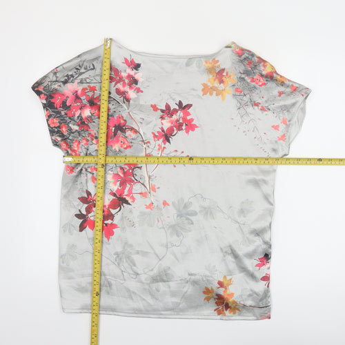 Marks and Spencer Women’s Grey Floral Short Sleeve T-Shirt Size 12