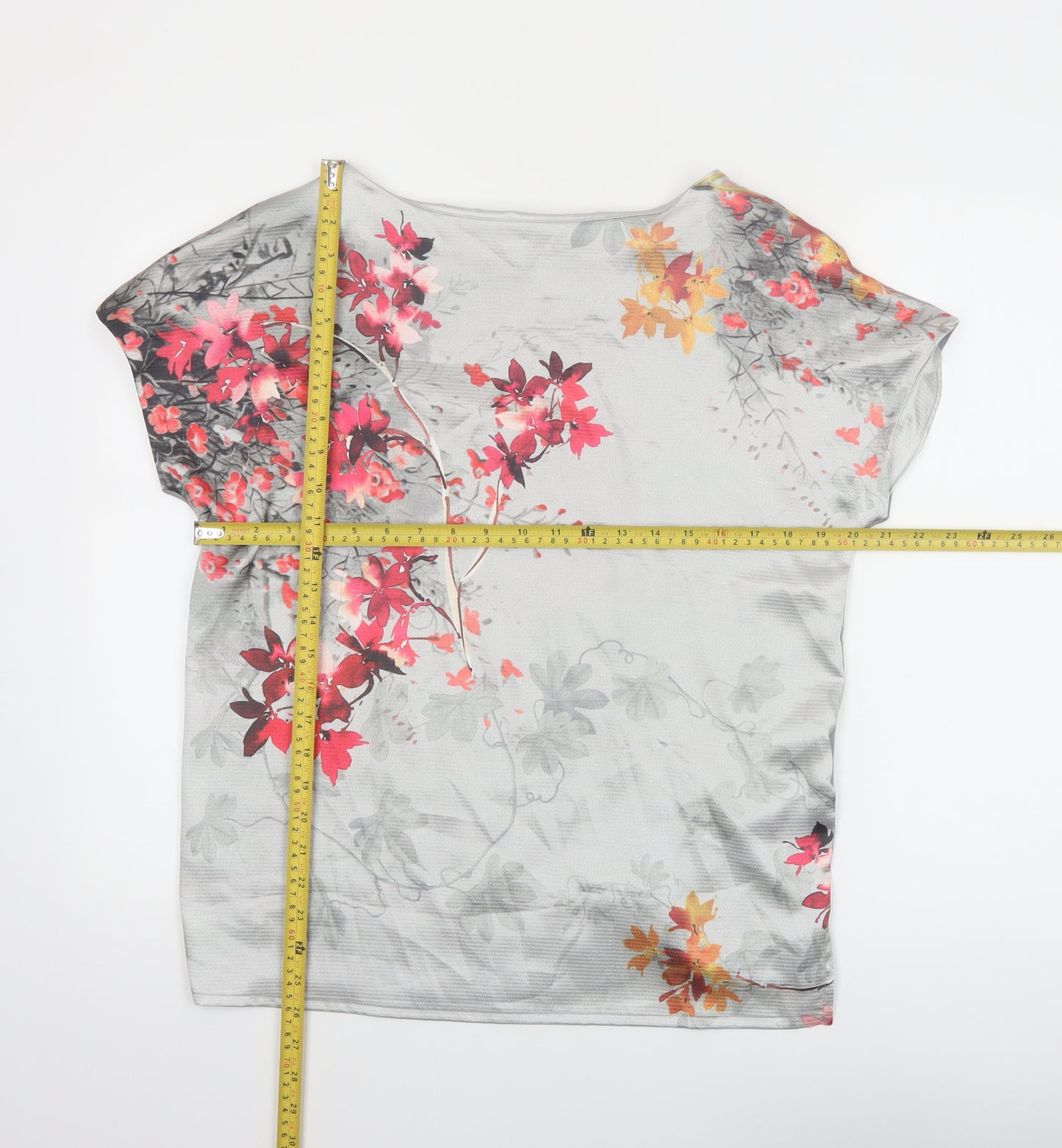 Marks and Spencer Women’s Grey Floral Short Sleeve T-Shirt Size 12
