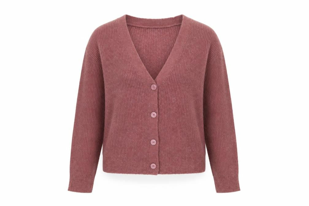 MNG Women's Pink V-Neck Button Knit Cardigan Jumper Size S