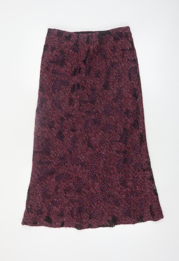 Minuet Womens Purple A-Line Midi Tweed Skirt Size 12