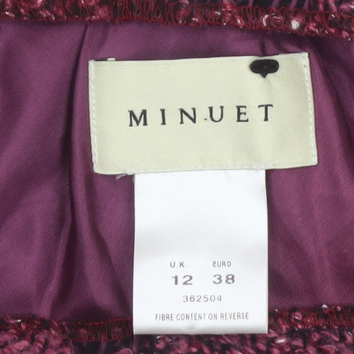 Minuet Womens Purple A-Line Midi Tweed Skirt Size 12