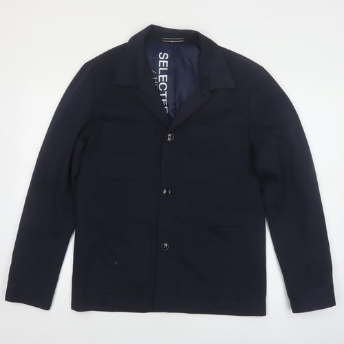 SELECTED HOMME Men's Blue 36R Regular Fit Lined Blazer Jacket