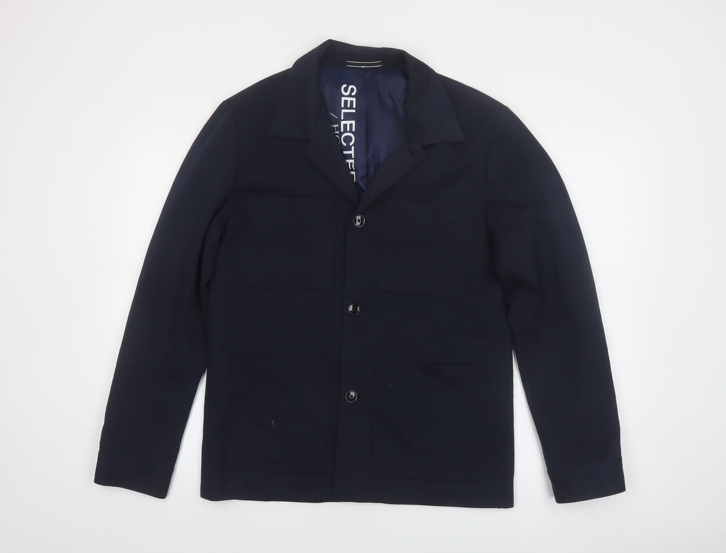 SELECTED HOMME Men's Blue 36R Regular Fit Lined Blazer Jacket