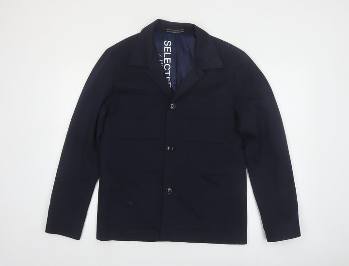 SELECTED HOMME Men's Blue 36R Regular Fit Lined Blazer Jacket