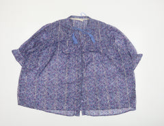 Autonomy Women’s Blue Floral Chiffon Pleated Tassel Boho Blouse Size L