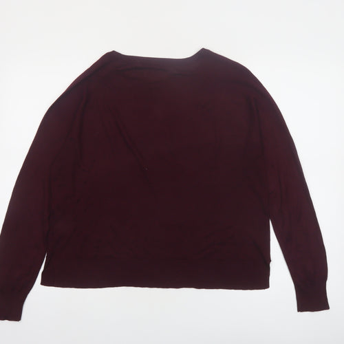 ZARA Women Red Crew Neck Long Sleeve Pullover Jumper Size 12
