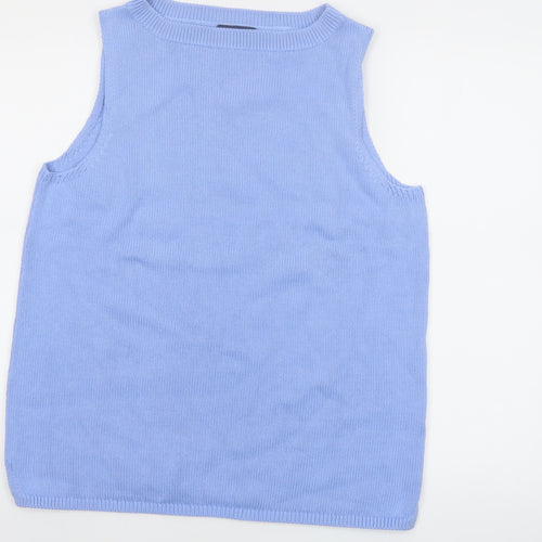 Lands' End Women's Blue Cotton Sleeveless Knit Tank Top M