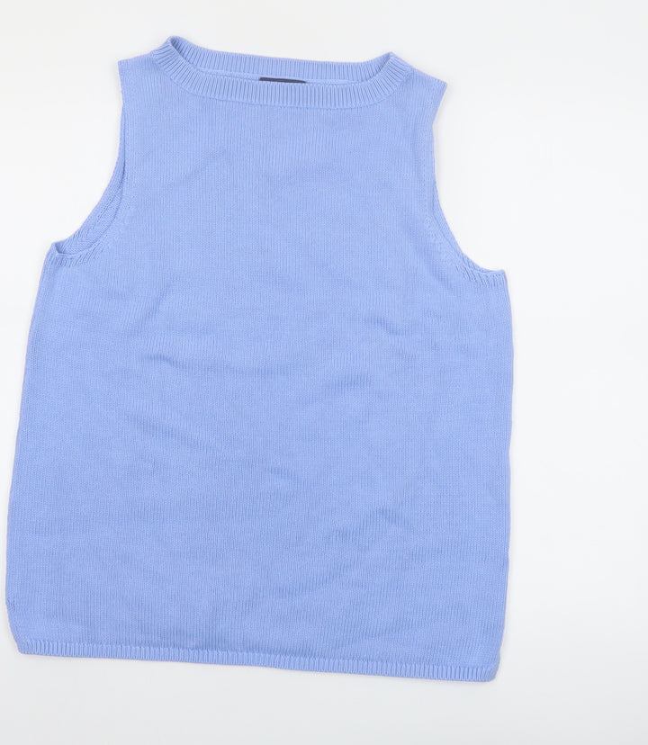 Lands' End Women's Blue Cotton Sleeveless Knit Tank Top M