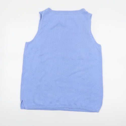 Lands' End Women's Blue Cotton Sleeveless Knit Tank Top M