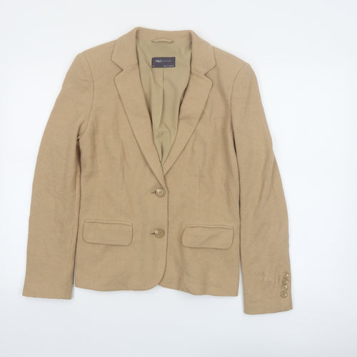 Marks and Spencer Women Beige Size 8 Tailored Two-Button Blazer