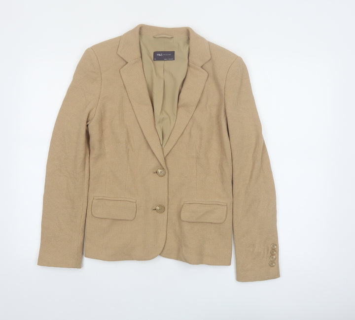 Marks and Spencer Women Beige Size 8 Tailored Two-Button Blazer