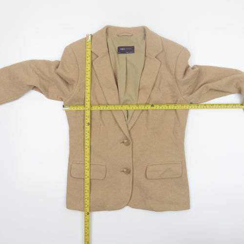 Marks and Spencer Women Beige Size 8 Tailored Two-Button Blazer